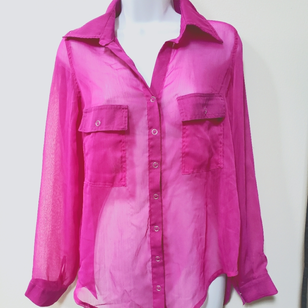 Krazy Kitty Magenta Sheer Blouse
